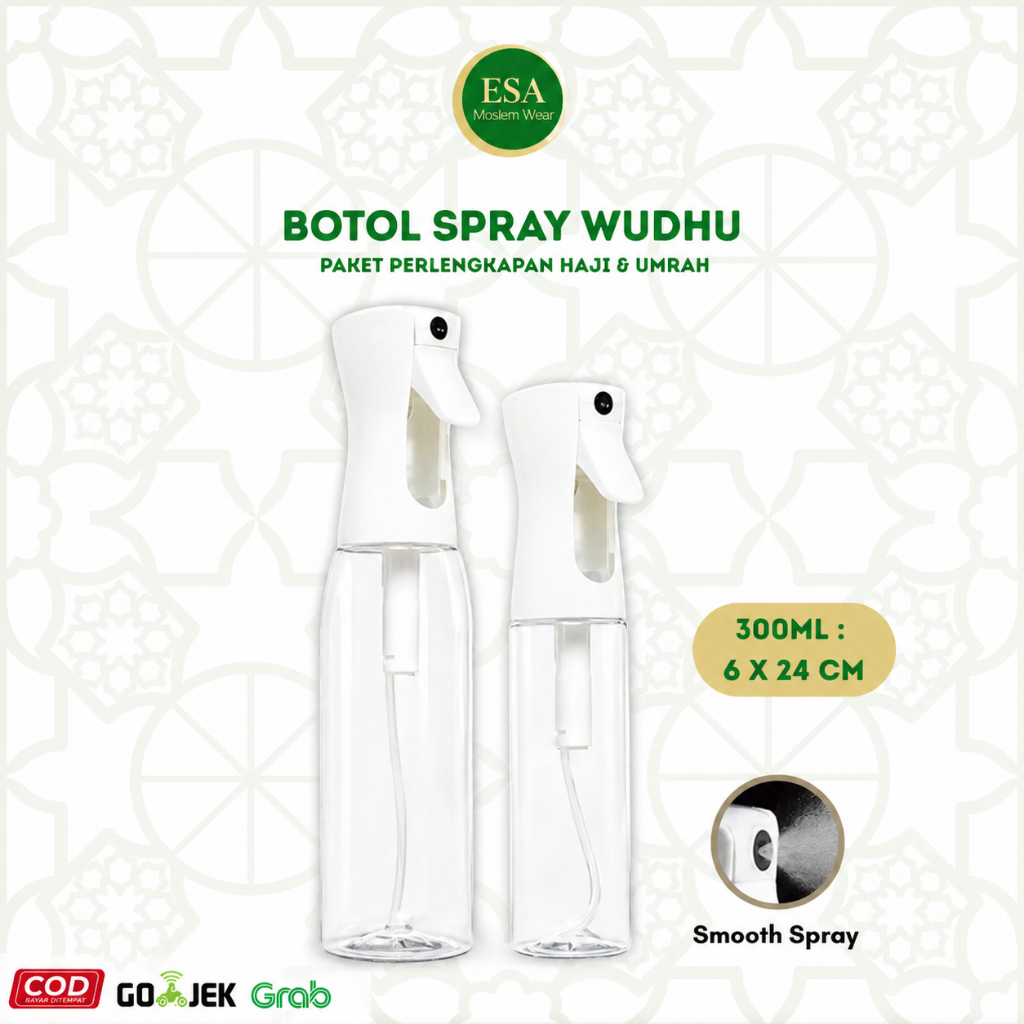 Botol Spray Wudhu | Botol Spray 300ML | Botol Spray Perlengkapan Haji & Umroh Wudhu
