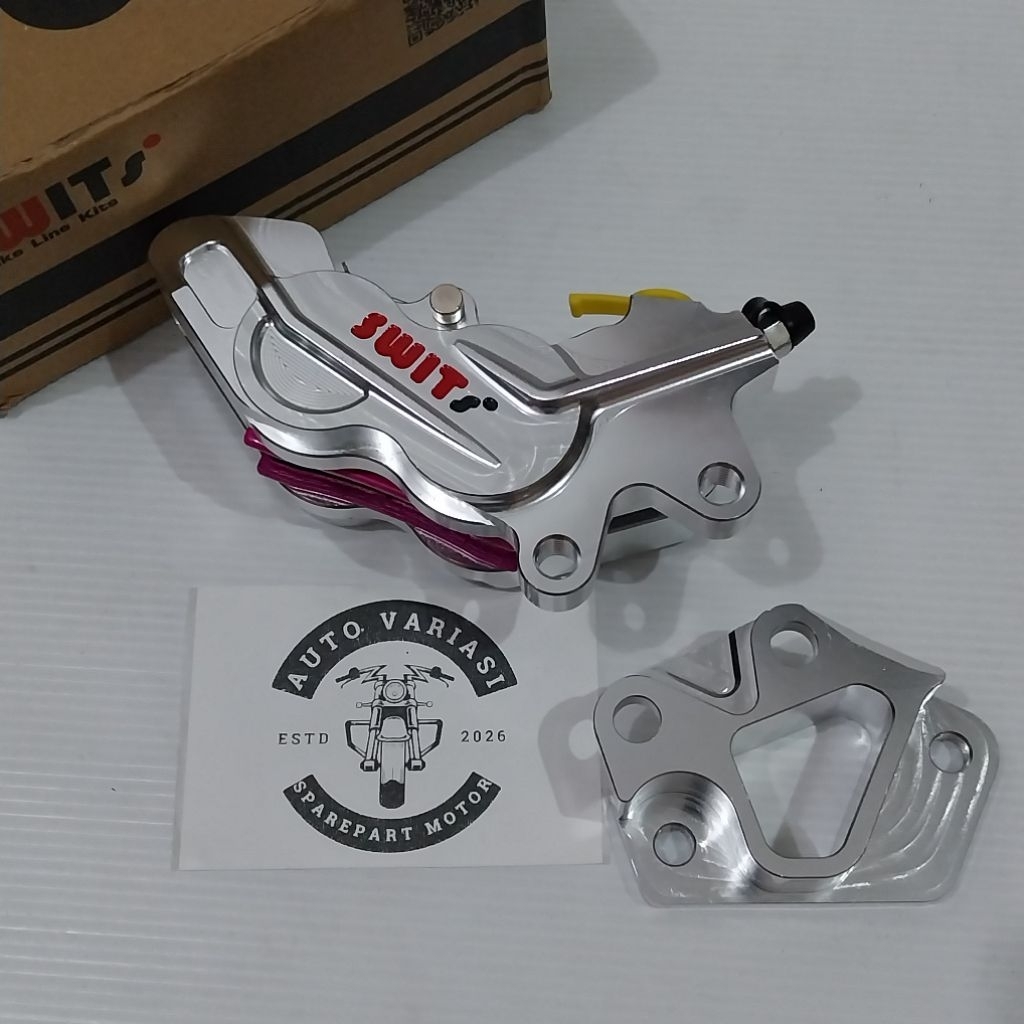 kaliper plus breket aerox kaliper bigpot SWITS breket full cnc piringan SPN cakram depan aerox