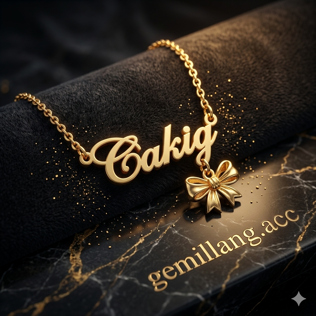 kalung nama anak variasi pita bebas ukir nama