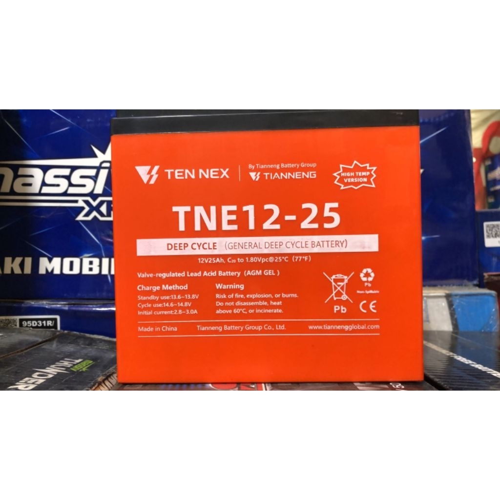 Aki tianneng TNE12-25 12volt 25ah 6dzm20 kepala baut original