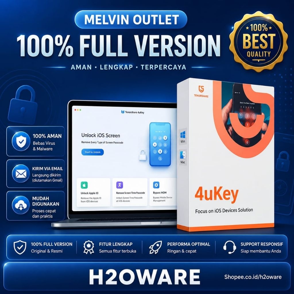 TENORSHARE 4UKEY (PEMBUKA KODE SANDI LAYAR) UNTUK IOS - Windows|Android|IOS|Iphone