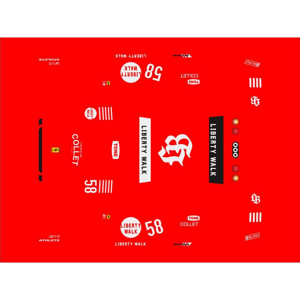 (WHITE TOONER) Waterslide Decal Hotwheels FERRARI F40 LBWK COLLET MERAH