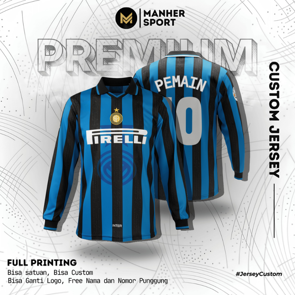 Jersey Inter Milan Retro 1997 1998 Home Full Printing custom
