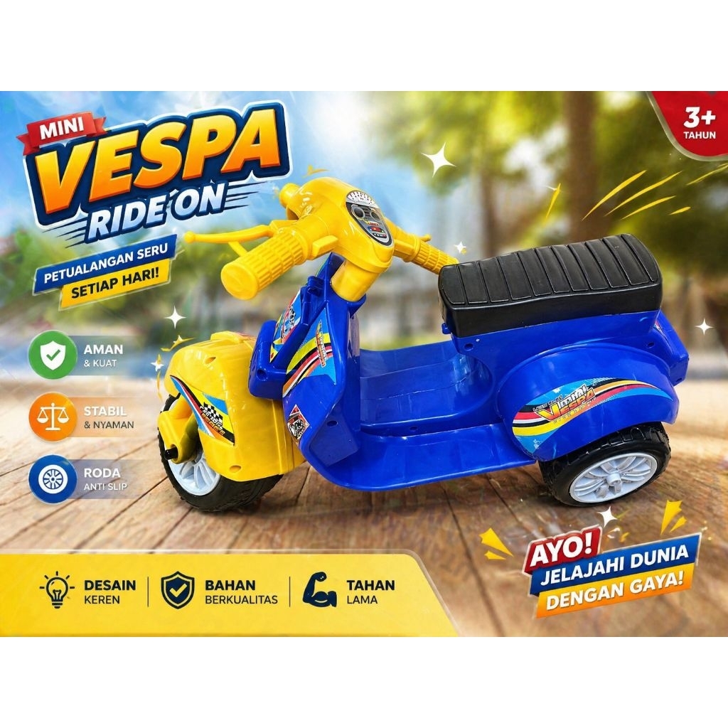 Mainan Anak Motor Vespa Mini / Mainan Kendaraan Dorong Vespa Mini