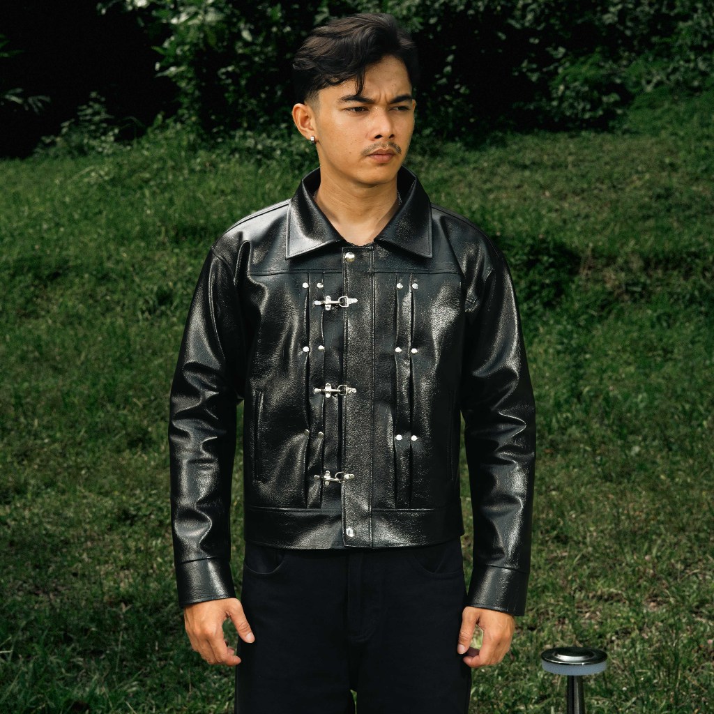 BOZRVK CLASP LEATHER JACKET HITAM BOXY FIT V2