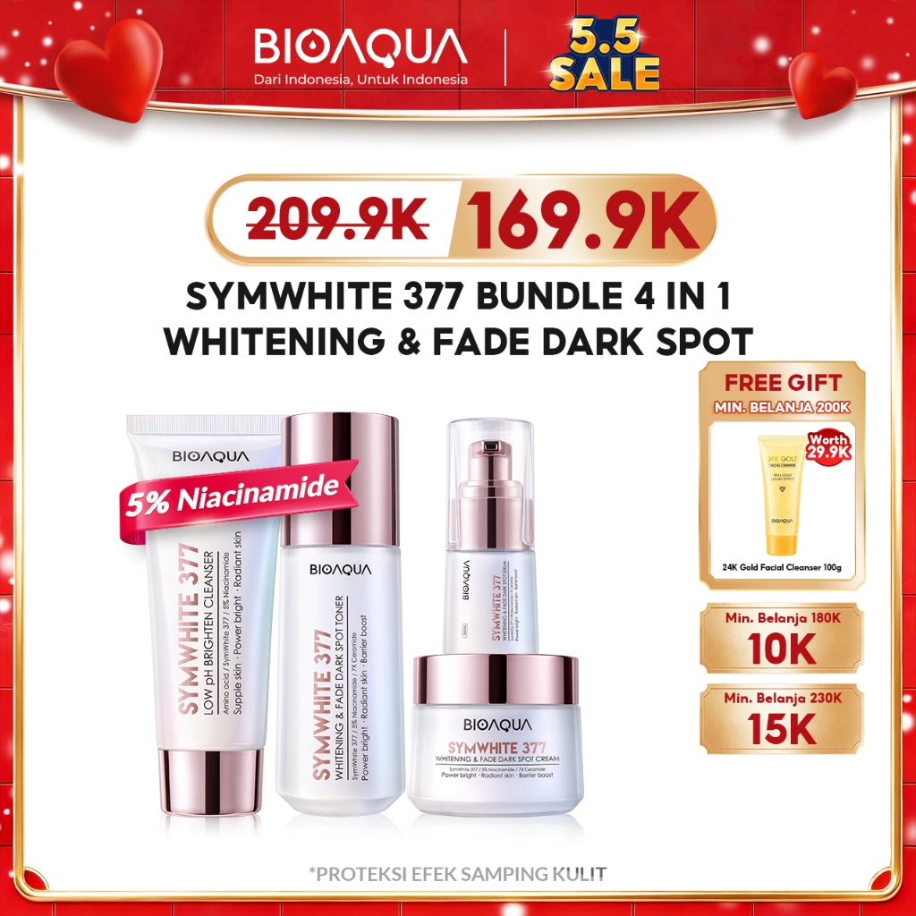 BIOAQUA SymWhite 377 Whitening & Fade Dark Spot Skincare 1 Set Lengkap BPOM Basic Skincare Paket Ski