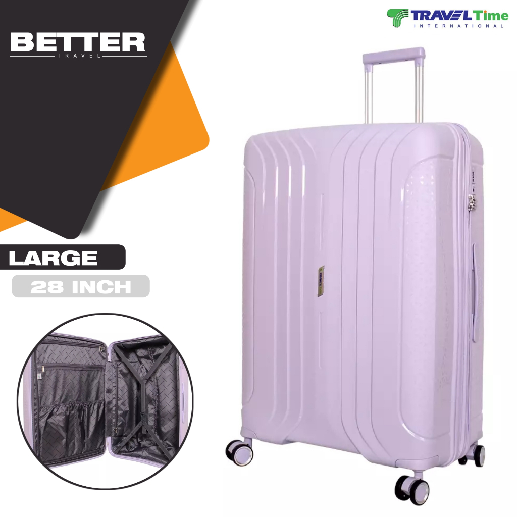 Koper 28 inch TRAVEL TIME hardcase bagasi tahan banting pp material kuat lentur tsa lock expand dapa