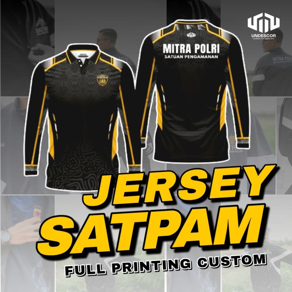 Jersey Satpam Mitra Polri New Logo Custom Printing Kaos Olahraga Security Pria Wanita Lengan Panjang