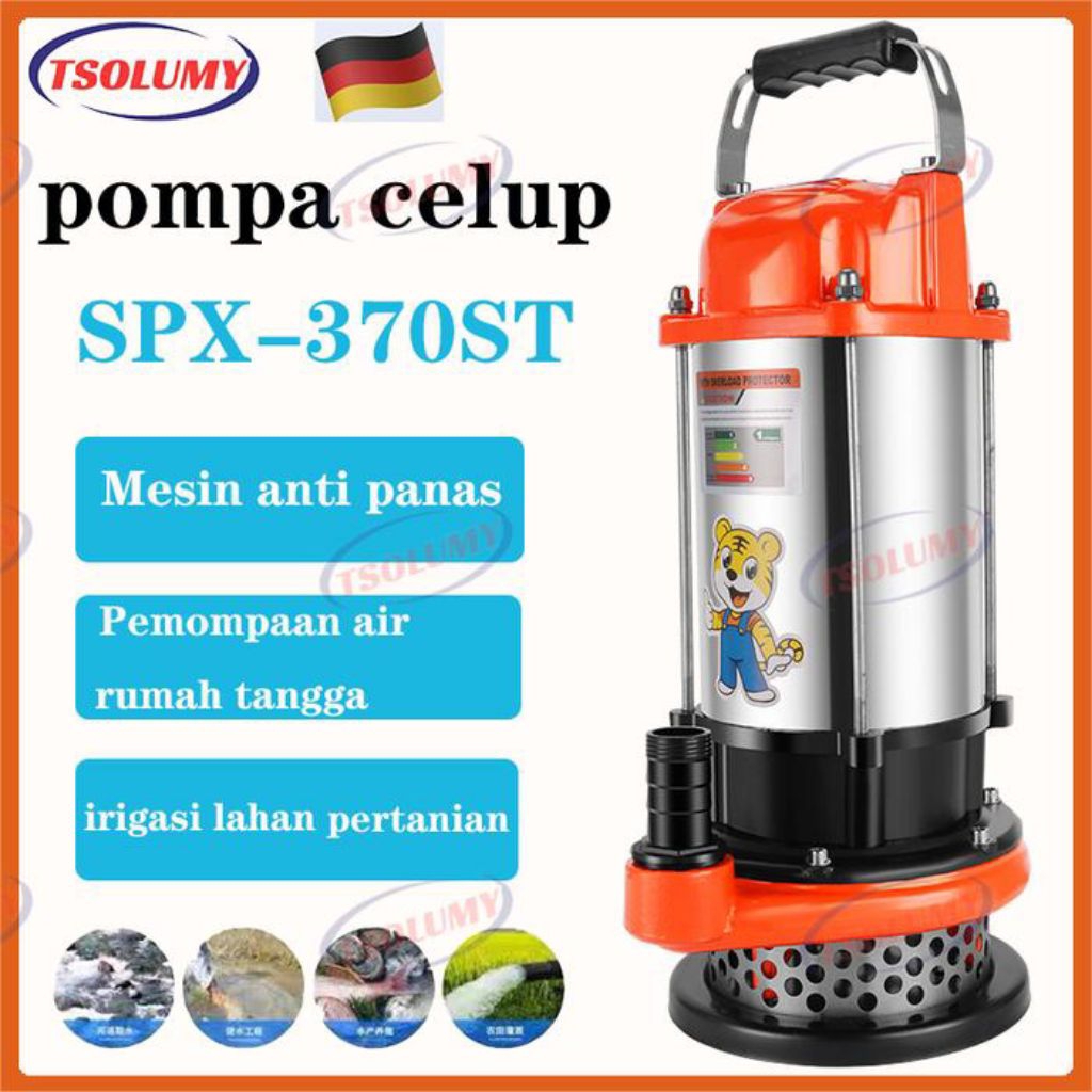 Tsolumy Pompa Celup Air Kotor SPX-370ST 25mm Dorong 16 Meter Pompa Kolam lkan Pompa Air Mancur 25mm