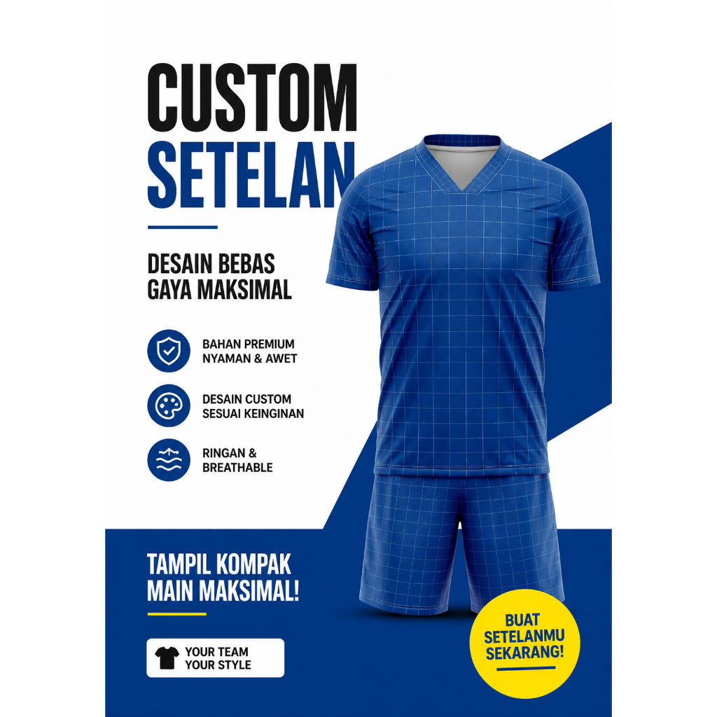 JERSEY SETELAN CUSTOM KAOS OLAHRAGA SEPAK BOLA FUTSAL VOLLY PADEL // DESIGN SUKA SUKA // FULL PRINTI