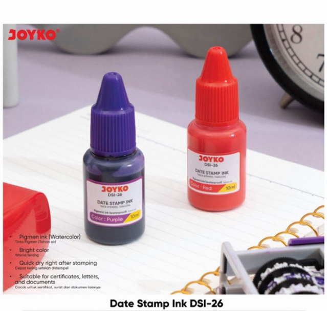 Joyko Tinta Cap Tanggal DSI 26 Tersedia Warna Ungu dan Merah / Tinta Stempel Otomatis / Self Stamp I