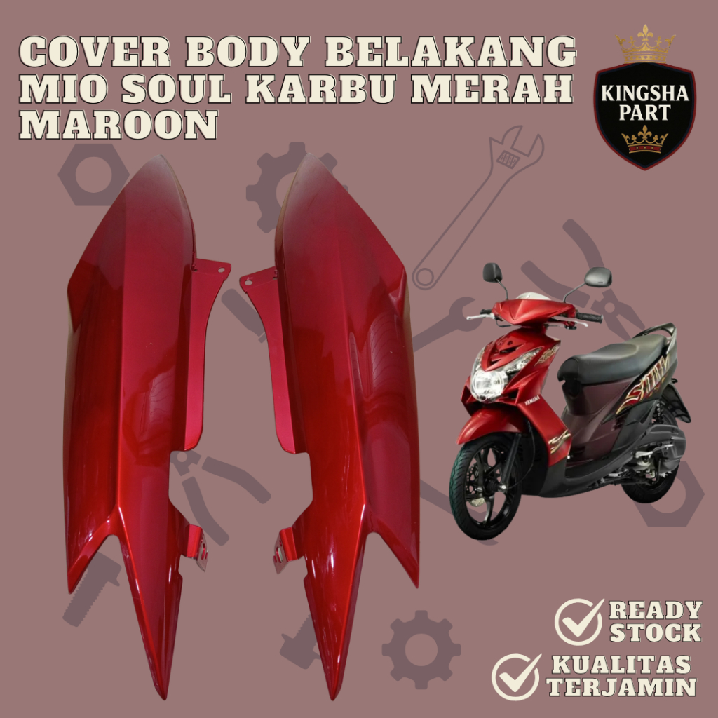 Cover Body Belakang Mio Soul Karbu 2008-2012 Bodi Samping Mio Soul Karbu MERAH MAROON Tenshi