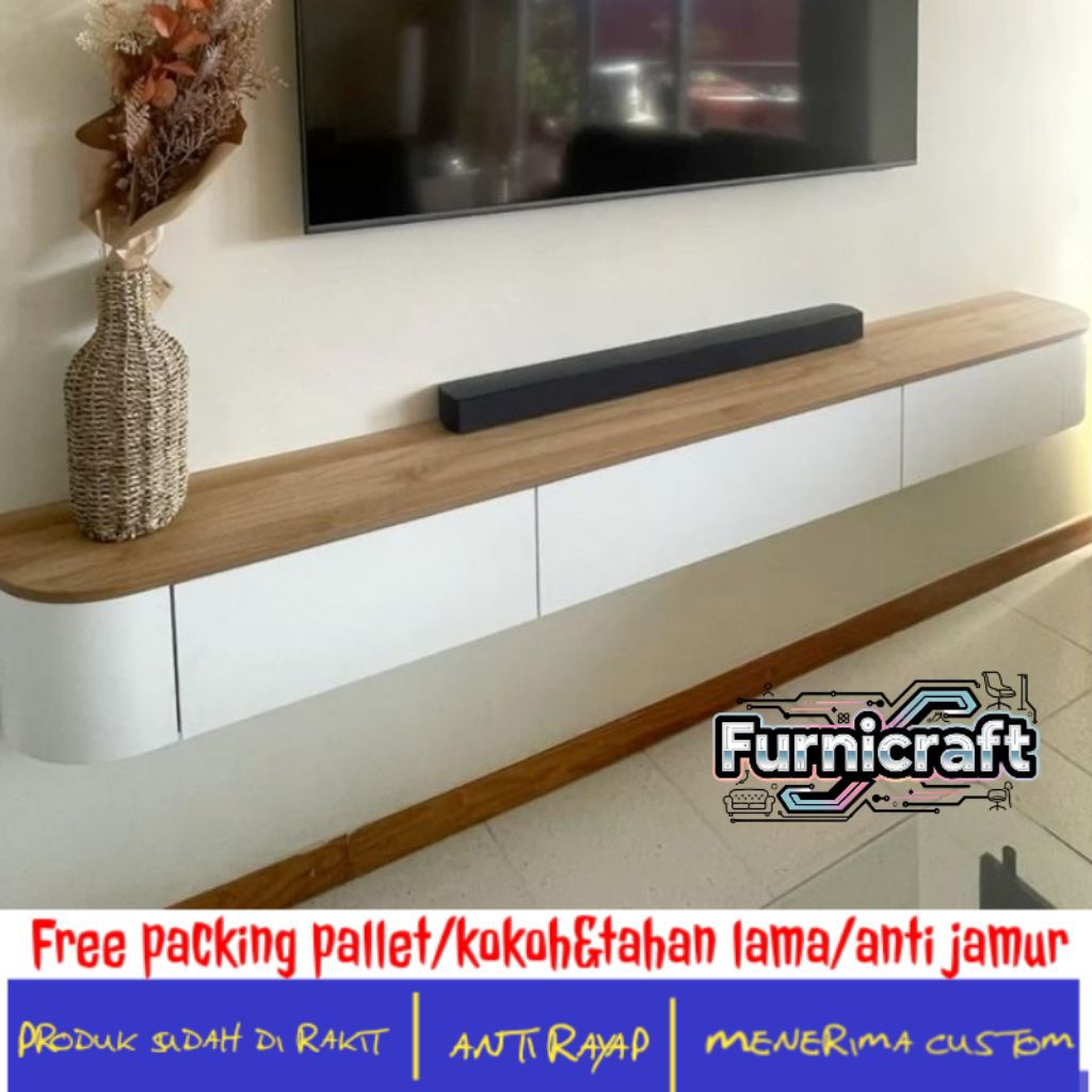 MEJA TV dinding,RAK TV,meja gantung,meja melayang.MEJA TV GANTUNG MINIMALIS ESTETIK