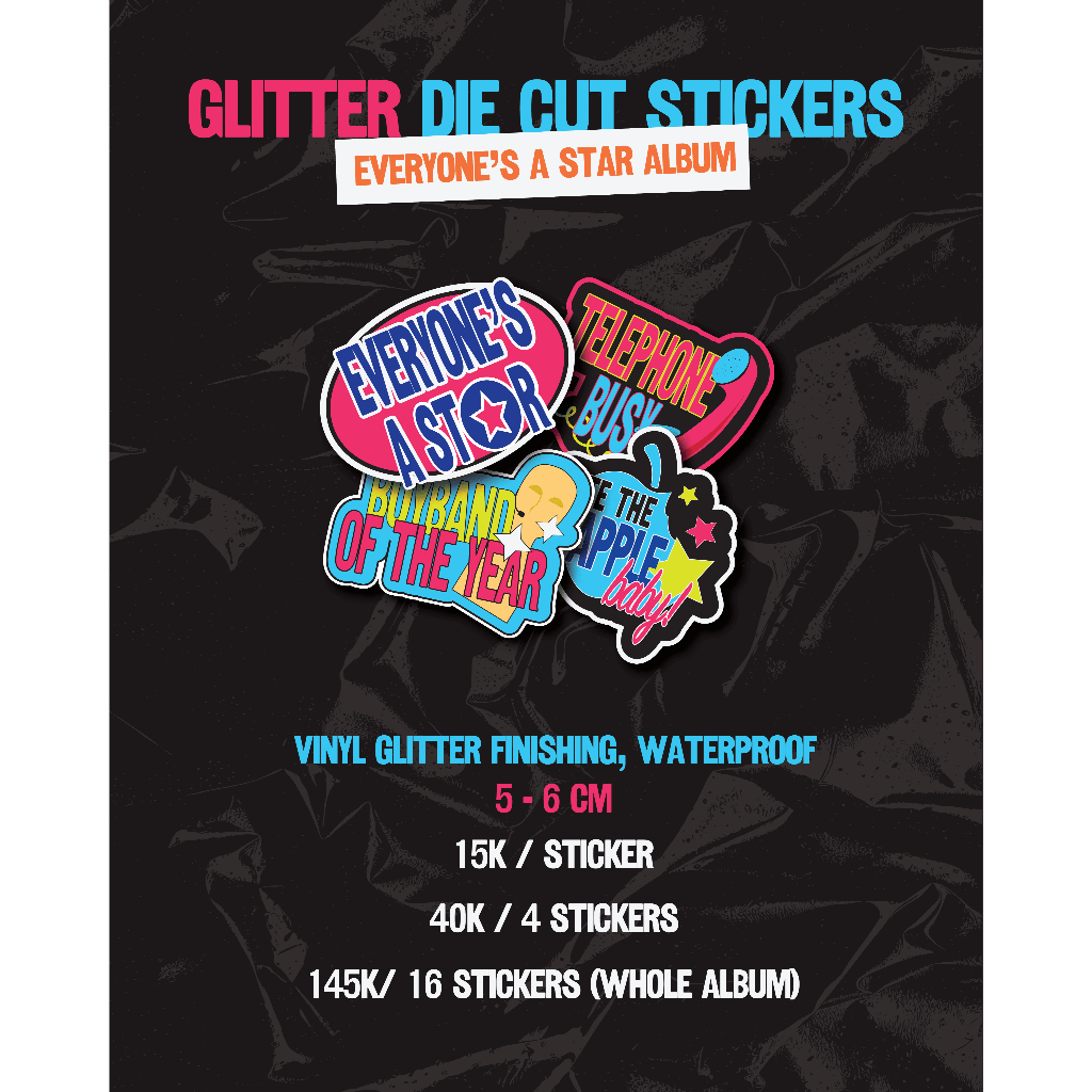 5SOS MERCHANDISE -  Everyone's A Star Glitter Die Cut Sticker (WHOLE ALBUM)