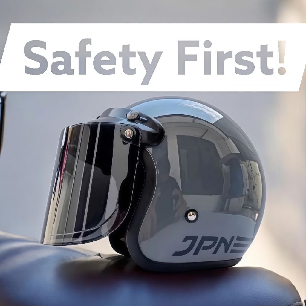 Helm Jpn Original Satu Set Dengan Kaca Datar Kaca Cembung