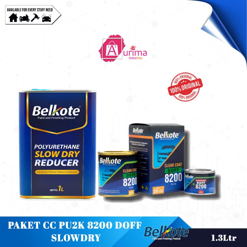 PAKET CLEAR COAT PU 2K 8200 DOFF SLOWDRY BELKOTE - CAT VERNIS CAT FINISHING TAHAN GORES ANTI UV SERB
