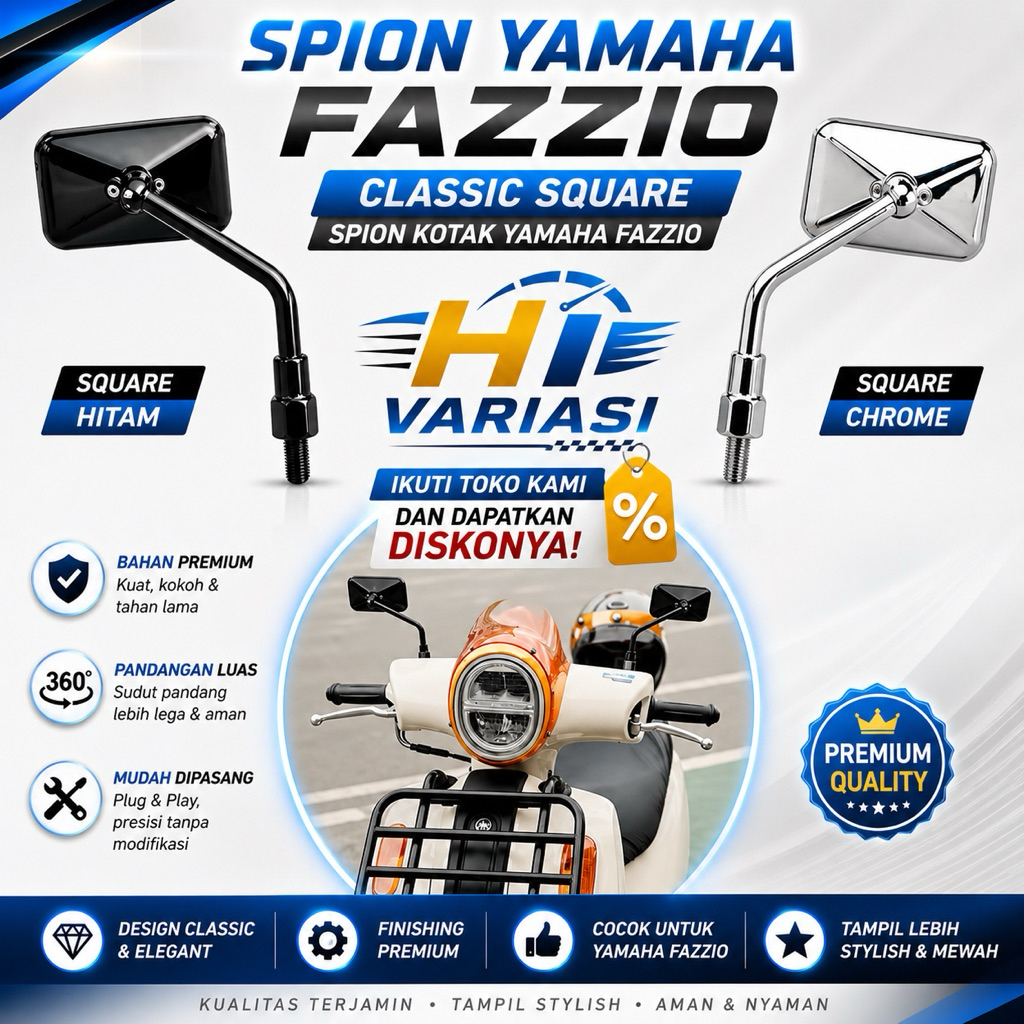 Spion Yamaha Fazzio Classic Square Kotak - Spion Fazzio Hybrid - Aksesoris Fazzio