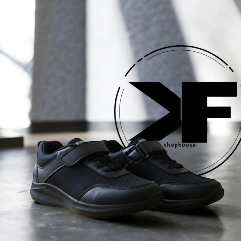 Sepatu Sekolah Warna Hitam polos anak TK SD sepatu laki-laki perempuan casual sneakers anak ukuran 3