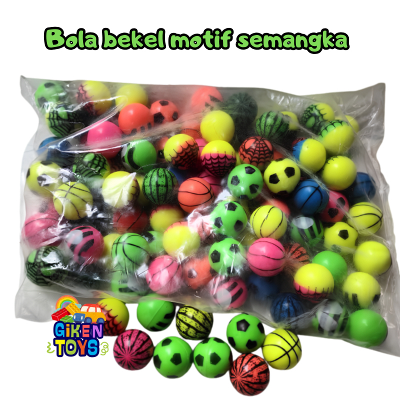20 Pcs Bola Bekel Motif Semangka 27mm - Mainan Jadul Anak Murah Grosir