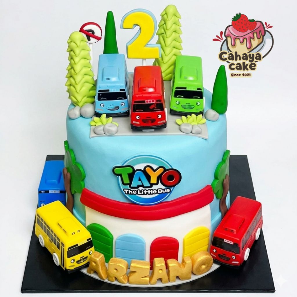Kue Ulang Tahun Mobil Tayo / Tayo Buss Cake / Kue Ultah Tayo