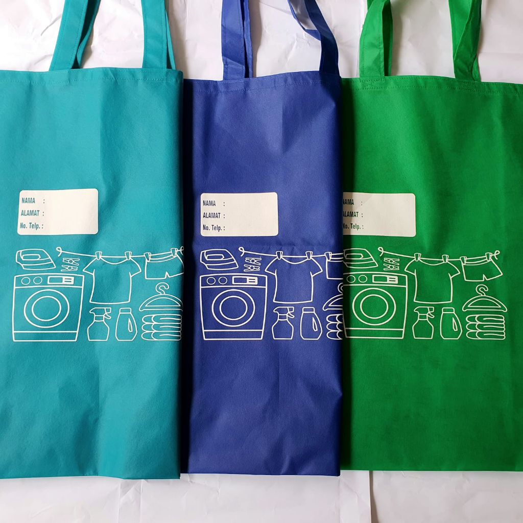 Tas kain laundry ukuran jumbo dengan desain mesin cuci & pakaian