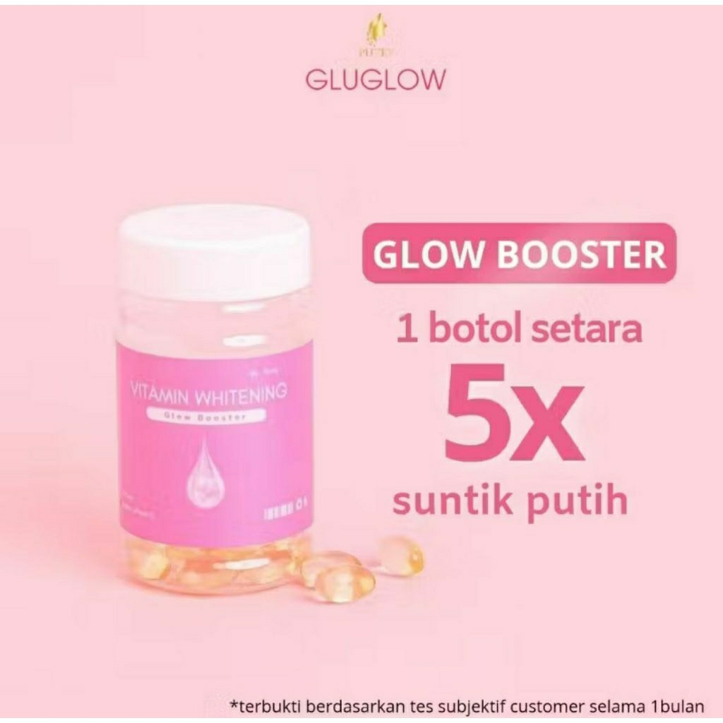 GLUGLOW Suplemen Pemutih Badan Dan Wajah Permanen | Vitamin Whitening | Kapsul Pemutih Badan | Vitam