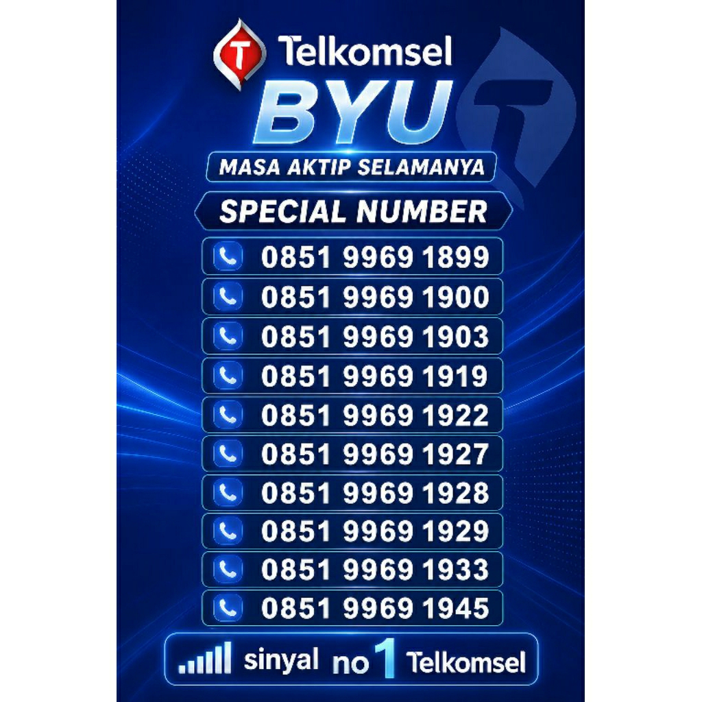 TELKOMSEL BYU NOMOR CANTIK SERI TAHUN 1900 1903 1926 1927 1928 1929 1933 1945