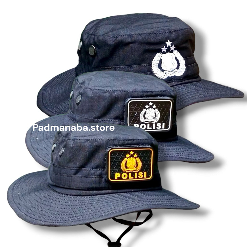 TOPI RIMBA POLRI ready logo rubber  topi rimba polri hitam full kawat all size  topi rimba polri bin