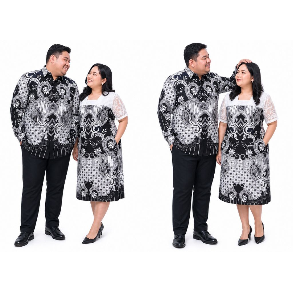 COUPLE DRESS BATIK BROKAT COUPLE DRESS JUMBO SERAGAM DRESS BATIK DRESS BIG SIZE COUPLE BATIK JUMBO D