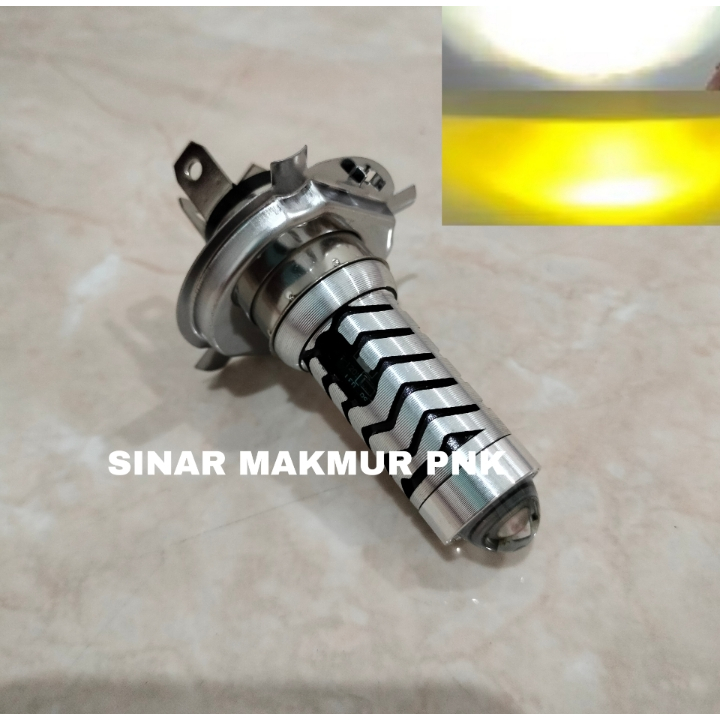 Lampu Depan Motor / Mobil H4 Kaki 3 Laser 2 Warna + Senja Biru Vixion Scoopy / lampu h4 senja