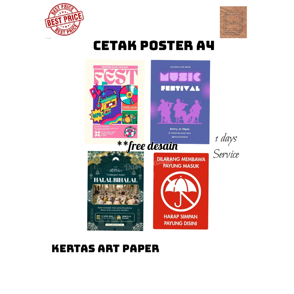Cetak Poster A4+ Full Color - Art Paper 260 gsm,cetak A4 Art PAper 260 gsmm Poster Costum,