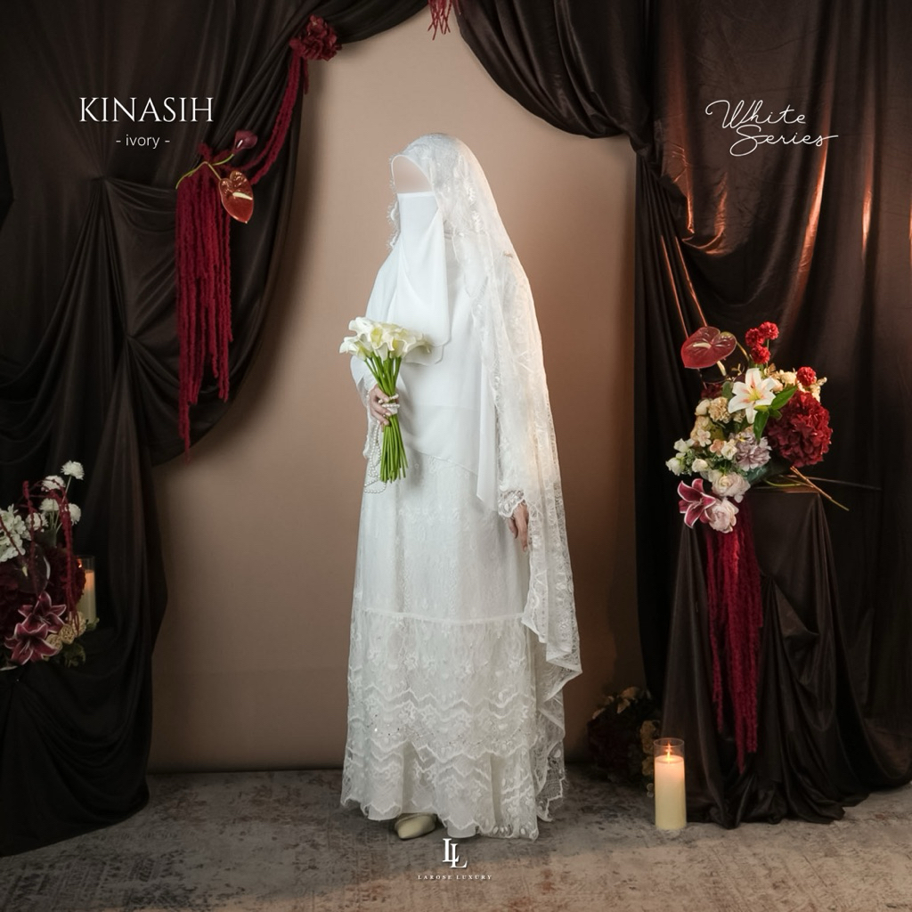 Dress Kurung Putih Kinasih Gamis Akad Simple by Larose Luxury