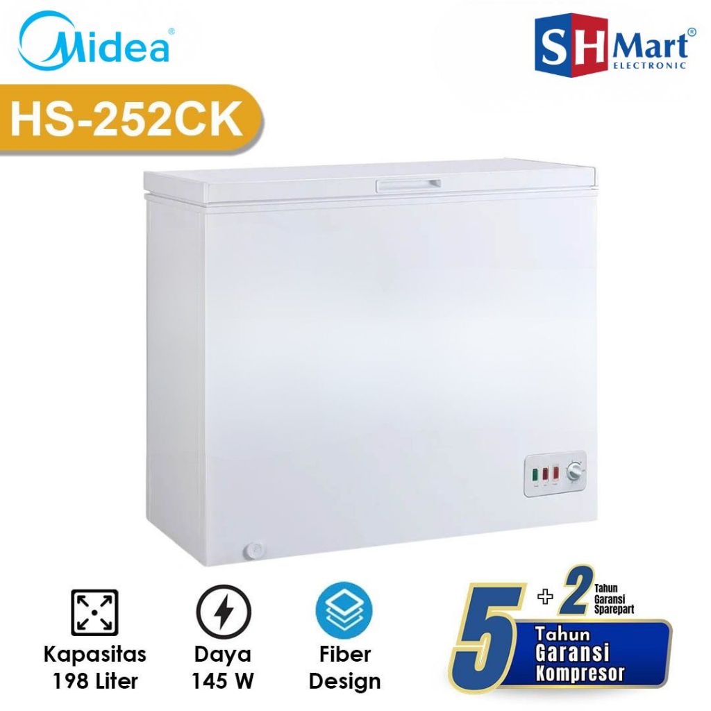 CHEST FREEZER MIDEA KAPASITAS 197 LITER HS-252CK / HS252CK - Hovering Door - FREEZER BOX MEDAN