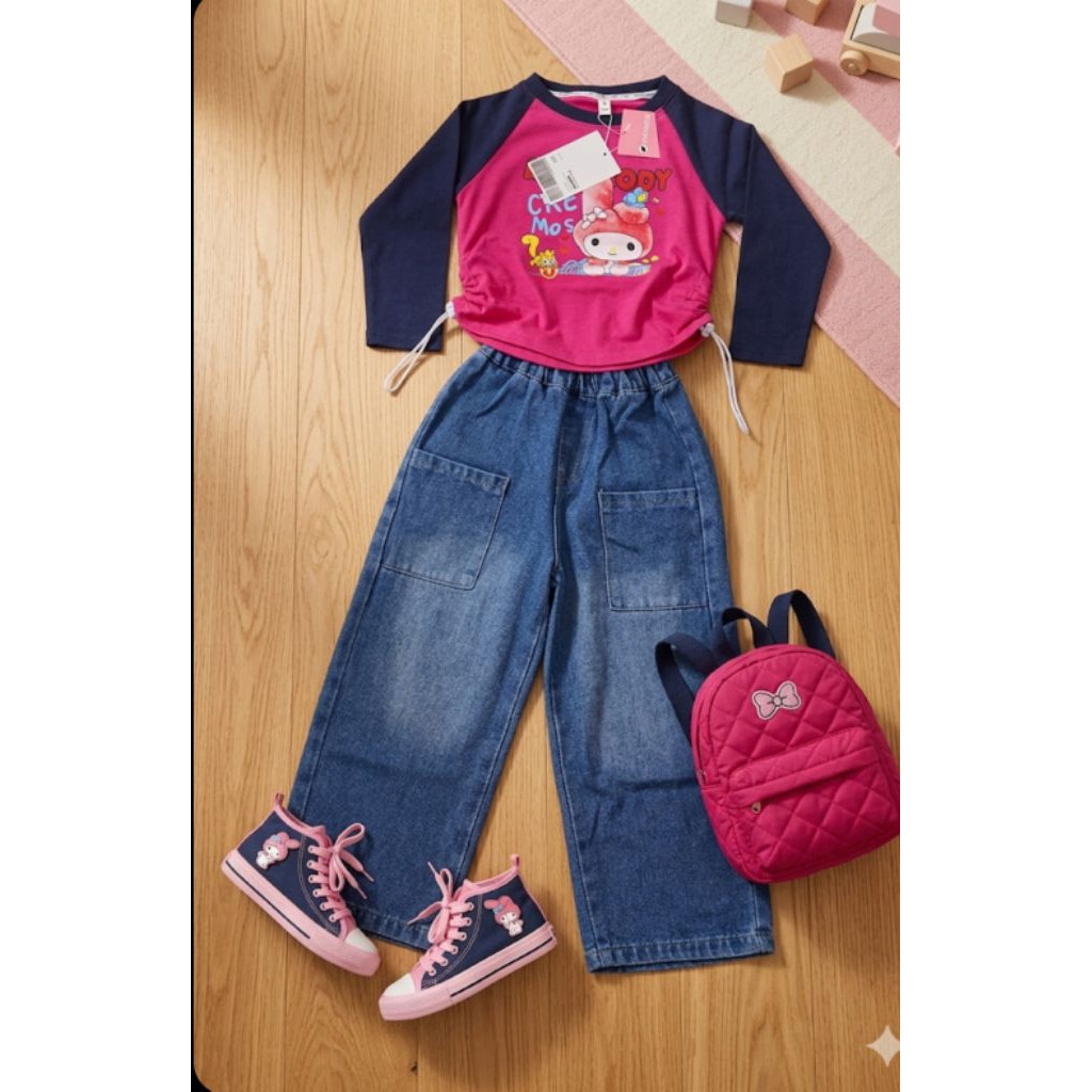 Set jeans kulot anak cewek bkk premium 4-8t