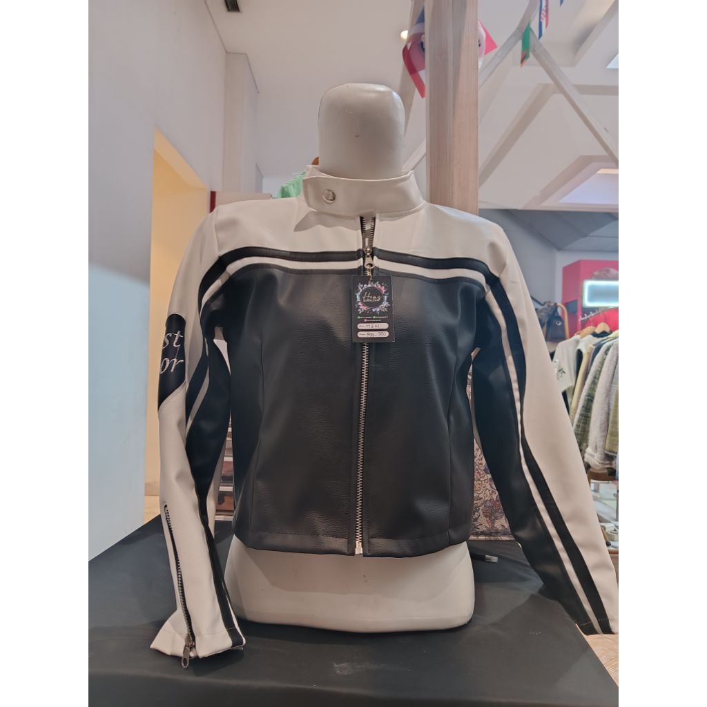 Jaket Kulit Crop Wanita H&M Limited