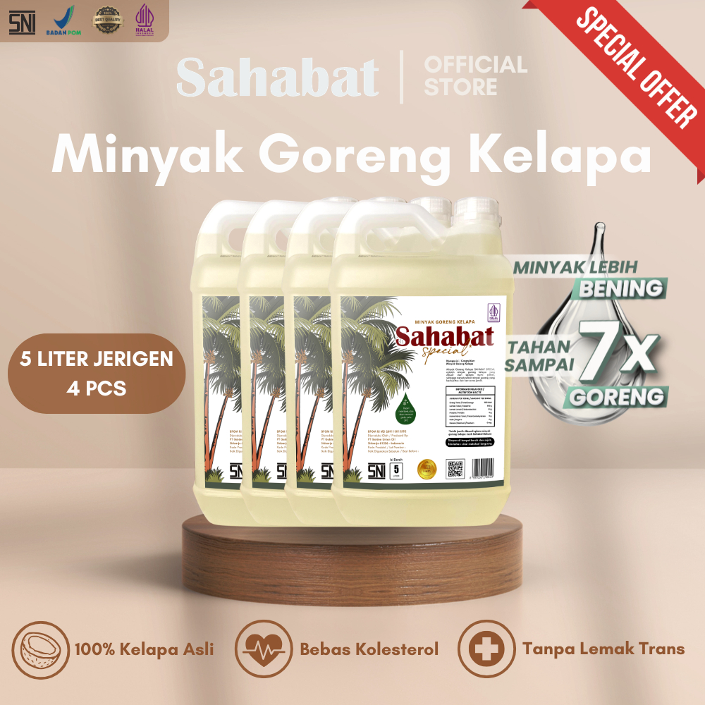 Minyak Goreng Kelapa 5L Jerigen 1 Dus 4 Pcs 20 Liter Sahabat Special | Coconut Oil Sehat Rendah Kole