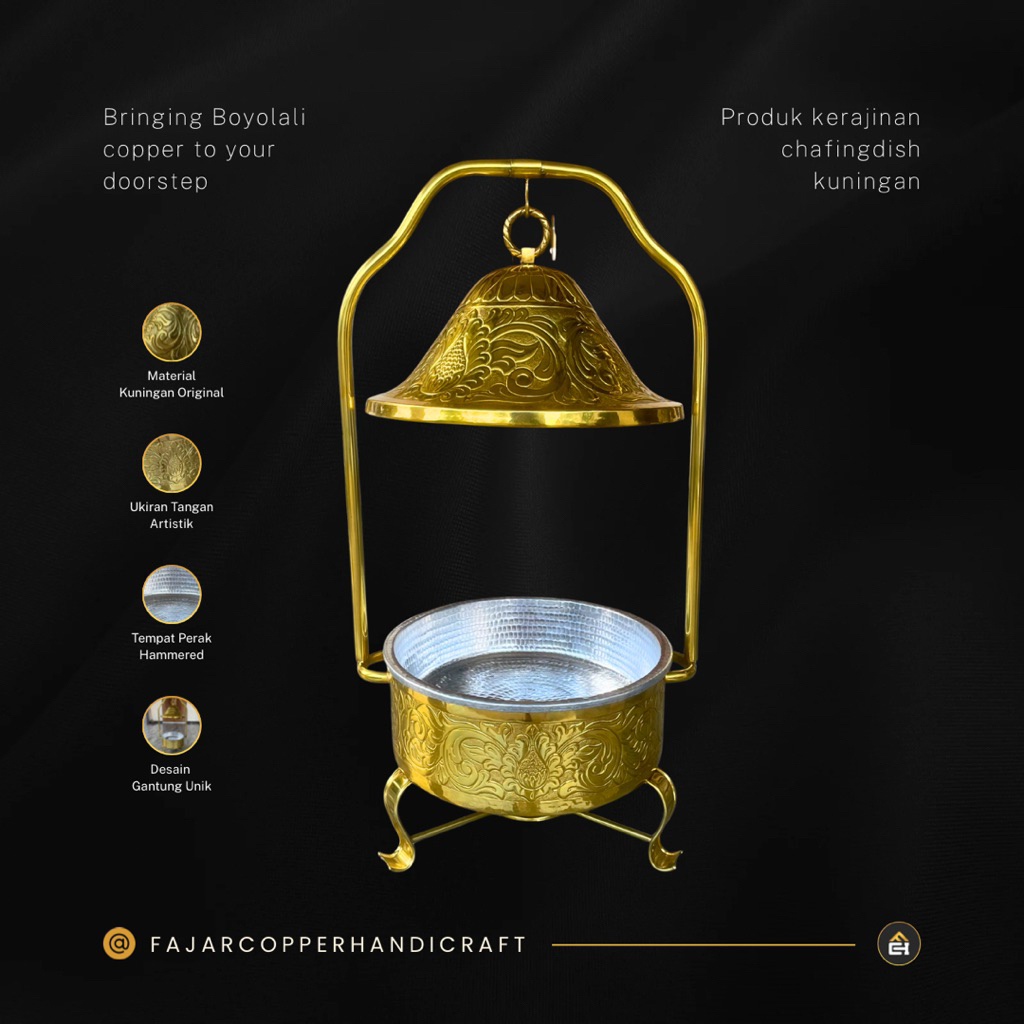 Chafing Dish Kuningan Premium Ukir Handmade | Alat Prasmanan Catering & Hotel