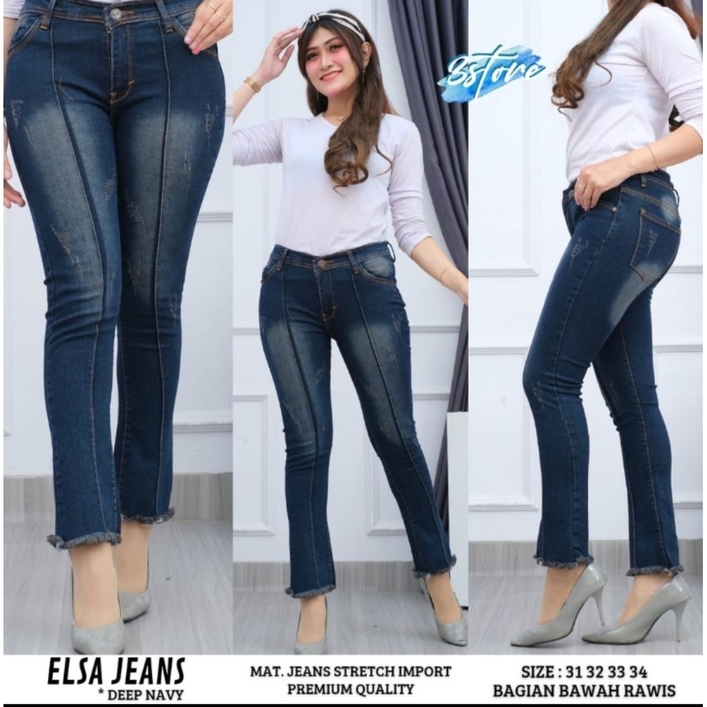 ELSA JEANS TULANG BAWAH RAWIS / CELANA JEANS PANJANG WANITA