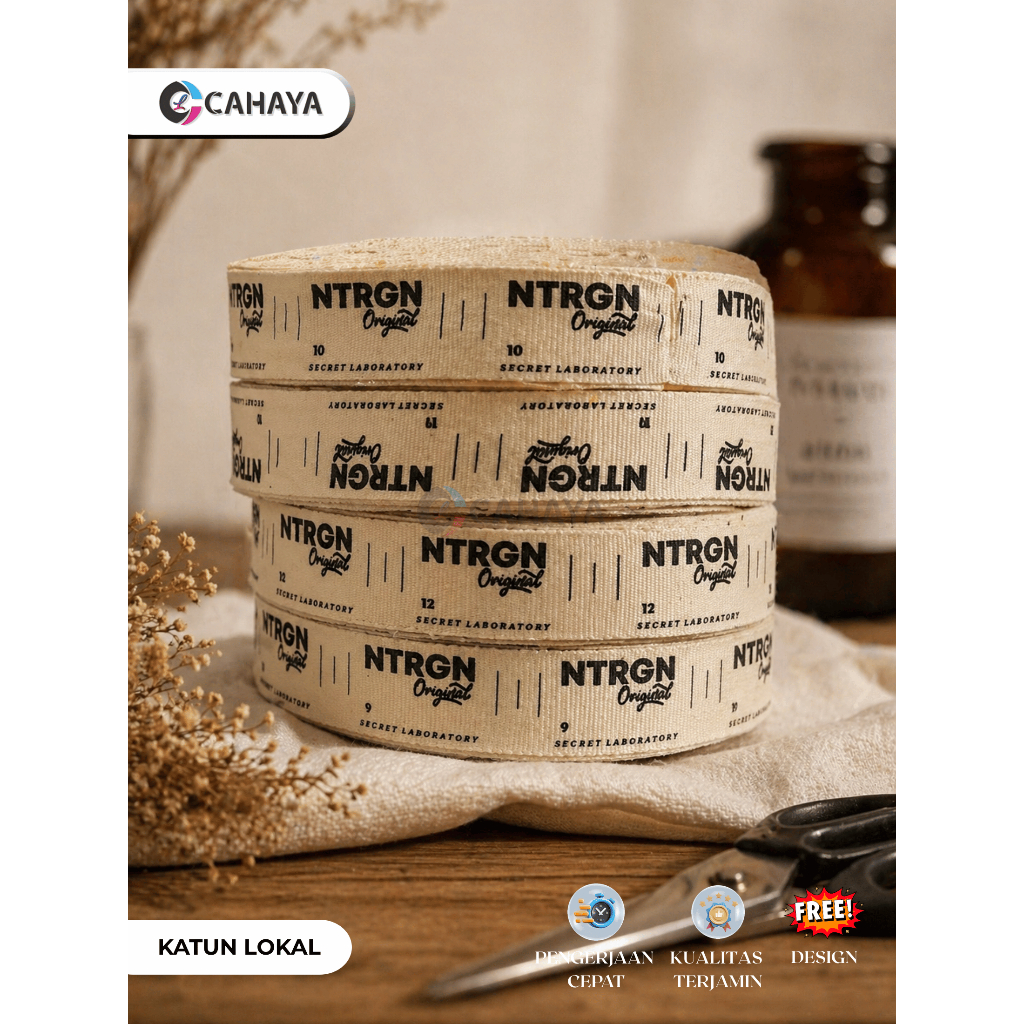 Cahaya Label - Label Piterban Cream / Proses Sablon (48 meter)