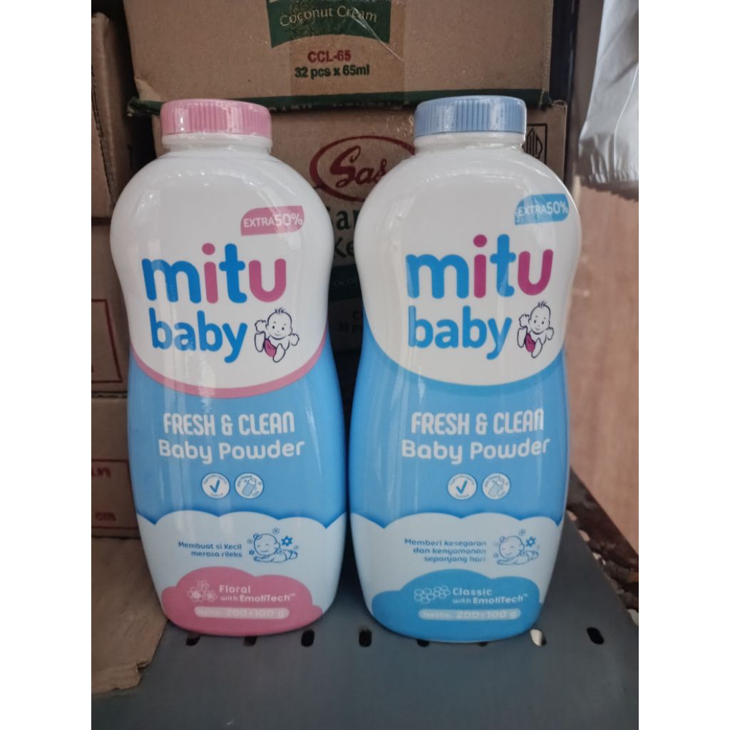 mitu baby powder 200+100g (300gr)