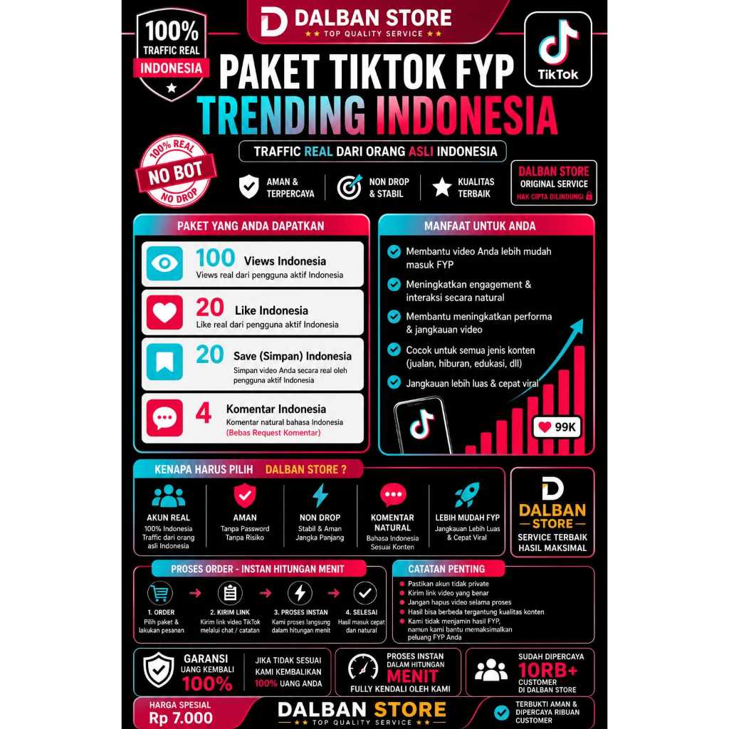 TIKTOK FYP INDONESIA LIKE VIEWS KOMEN SAVE INDO BERGARANSI NON DROP