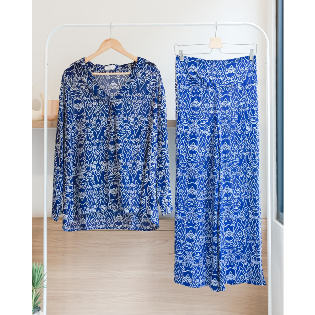 ONE SET DELIA TOP KULOT BASIC ATASAN KEMEJA BIG SIZE BATIK  WANITA KEMEJA LENGAN PANJANG KEMEJA JUMB