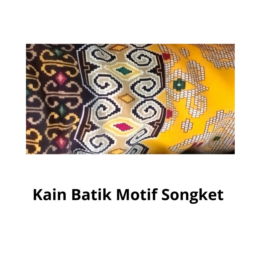 Kain Batik Meteran motif songket kuning lebar 1,15m.
