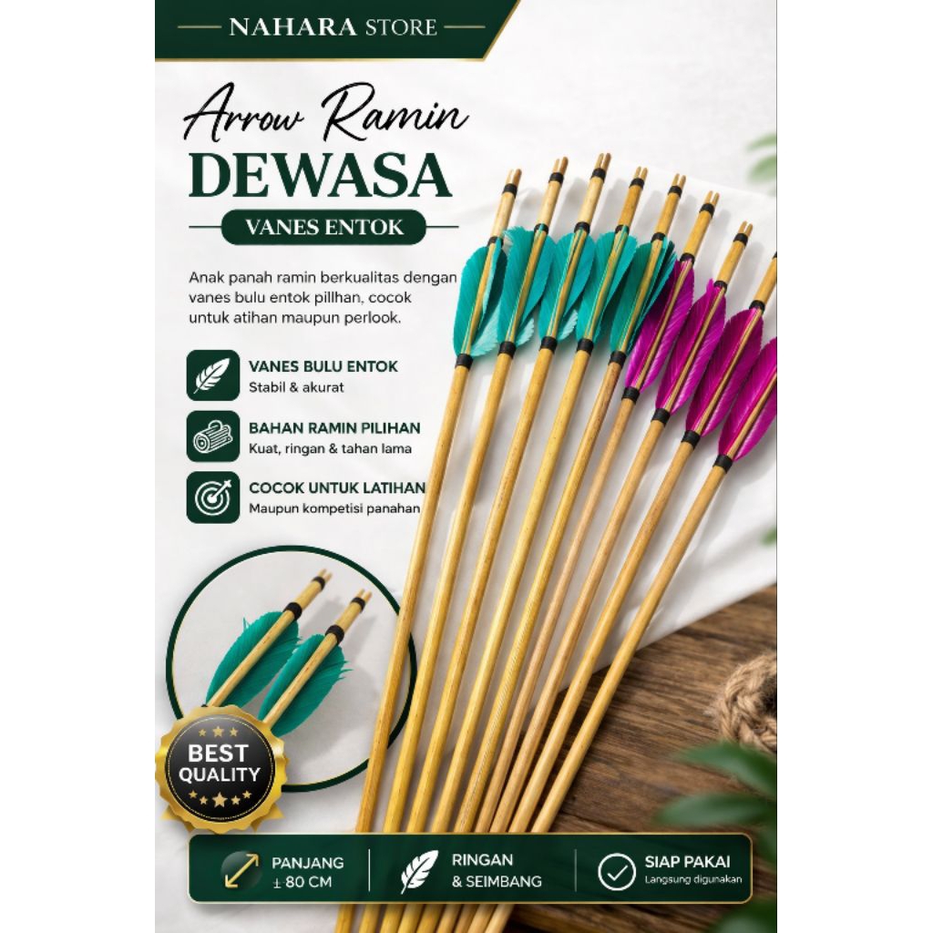 Arrow Dewasa Ramin Vanes Entok / 6 pcs