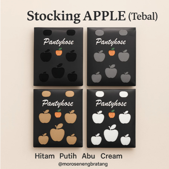 PANTYHOSE stocking Celana tebal APPLE Hitam Putih Cream (warna kulit)