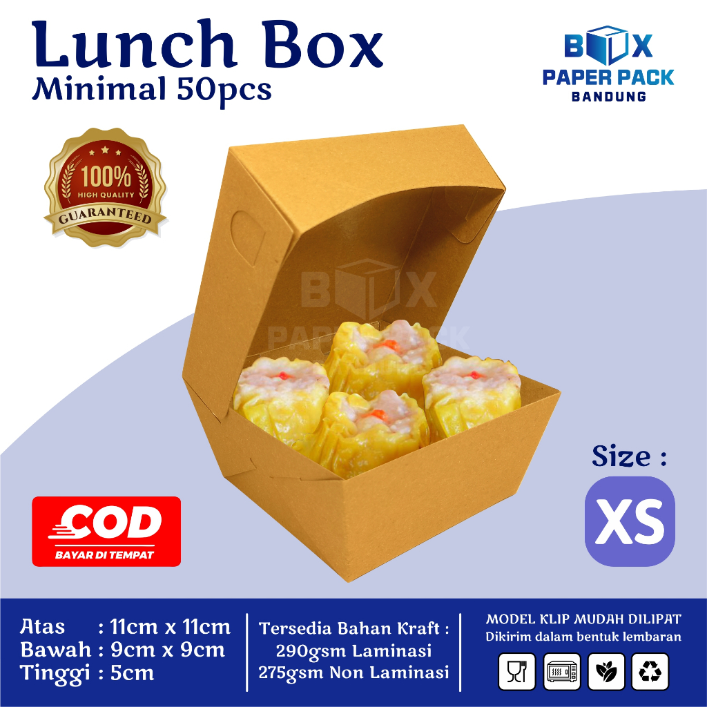Box Dimsum Takoyaki Bola Ubi Size XS 290gsm Kotak Makan Kertas Kraft
