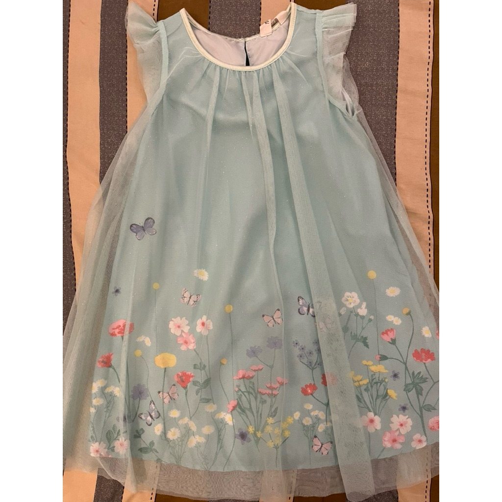 Dress H&m girl 7-8 tahun warna hijau sage