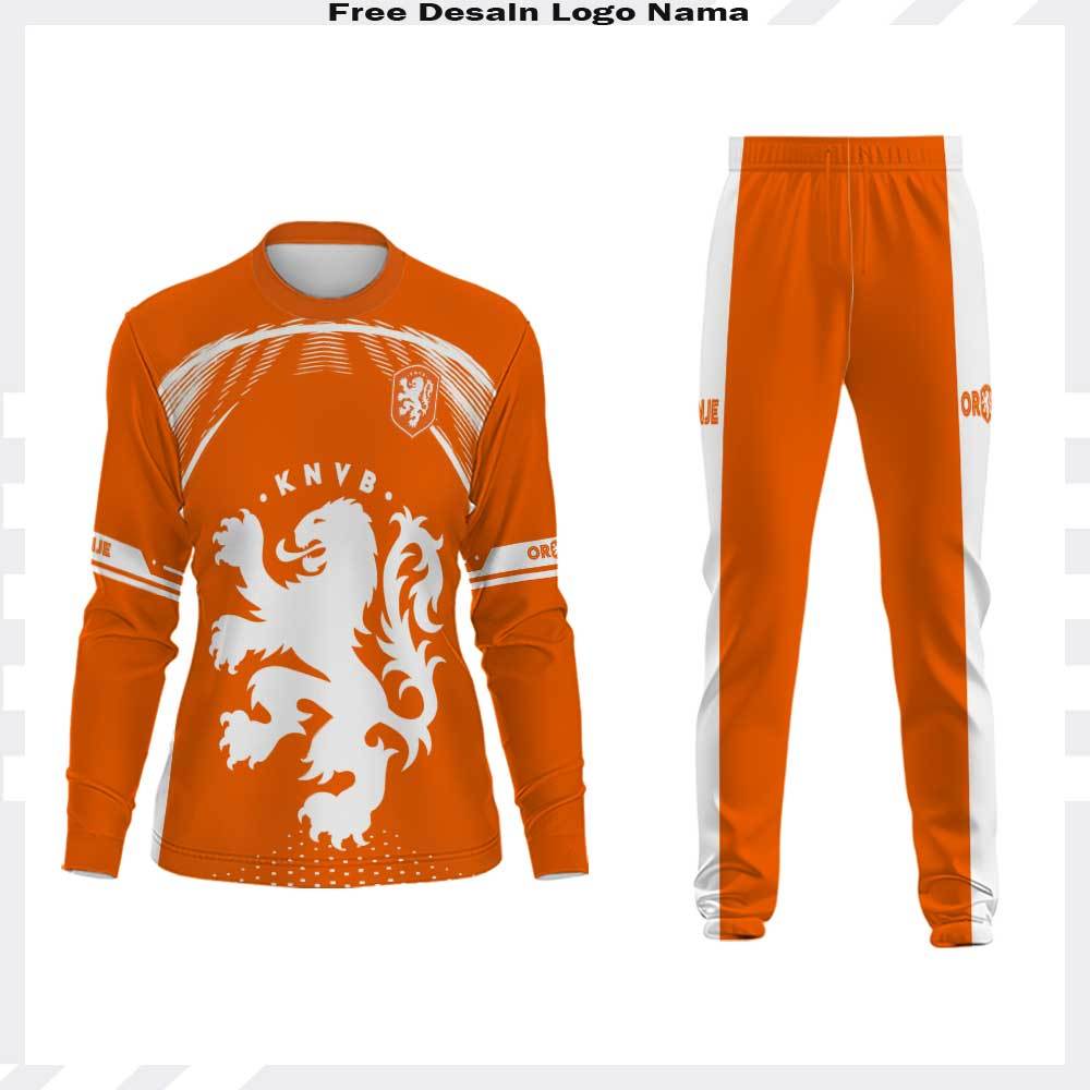 JERSEY SEPAK BOLA BELANDA ORANGE FULLPRINT JERSEY FIFA PIALA DUNIA 2026 BELANDA LENGAN PANJANG