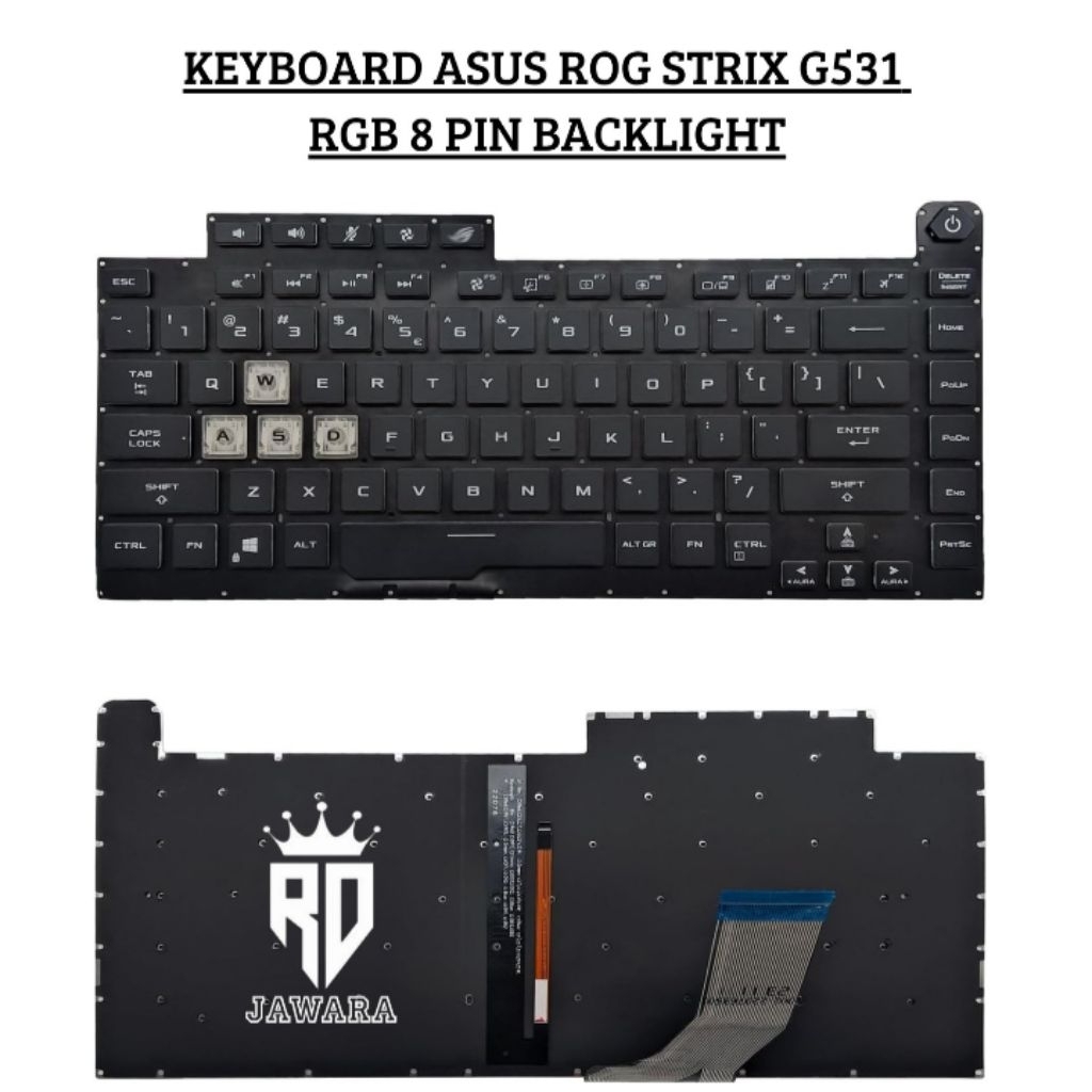 KEYBOARD ASUS ROG STRIX SCAR III G531 G531G G531GV G531GD RGB 8 PIN BACKLIGHT
