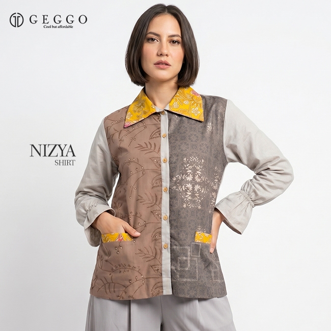 Geggo Official - NIZYA SHIRT - Kemeja Batik Wanita Mix Cotton